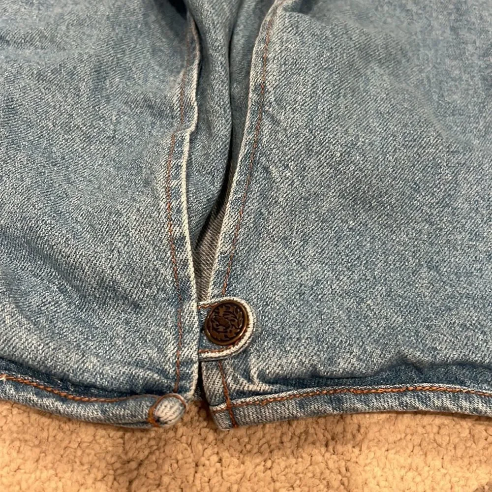 ellen ashley cropped denim jacket size M made in USA 100% cotton EUC one button